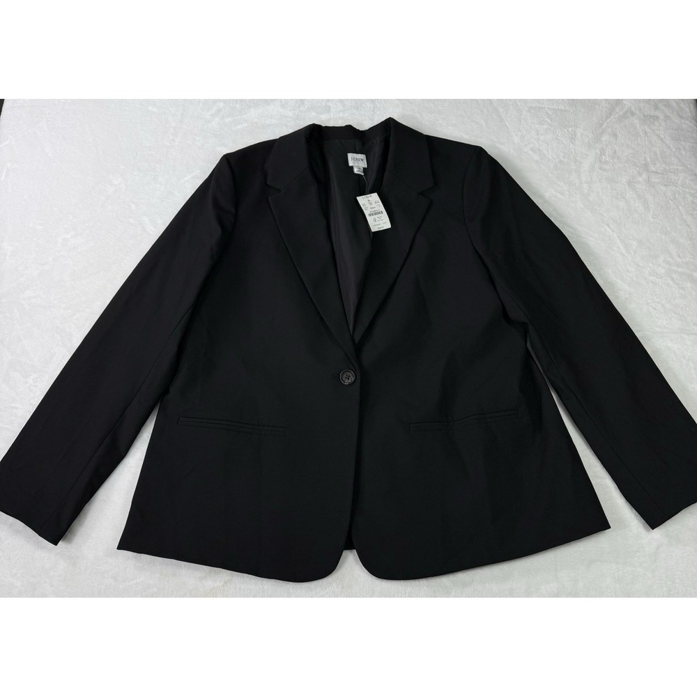 J. Crew Blazer Womens Black Size 16 BO597 One Button‎ Blazer NWT $198 Office